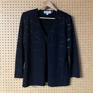 St John Evening Black Knit Silver Cardigan